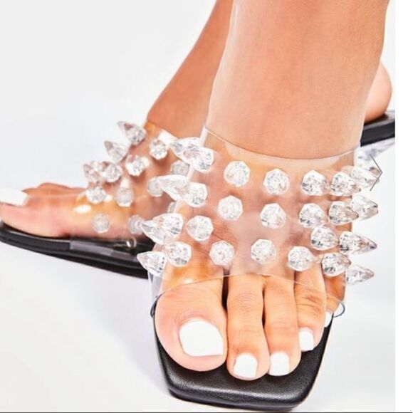 NIB Spike Crystal Stiletto Heels - Picture 5 of 11